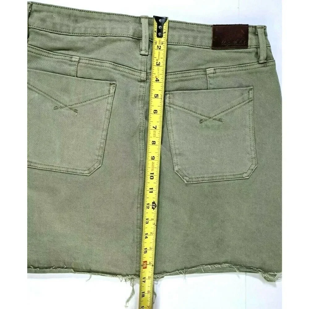 Anthropologie Unpublished Green‎ Denim Jean Mini Skirt Size 30 Pockets